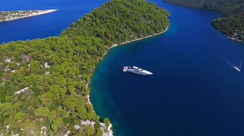 Superyacht Moored Off Mljet Island